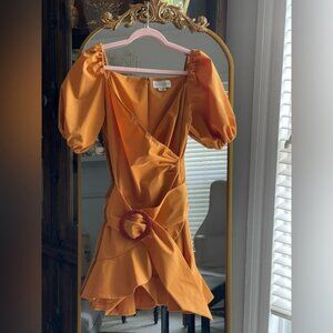 Anthropologie Sachin & Babi Raeann Yellow Mustard Gold Belted Mini Dress